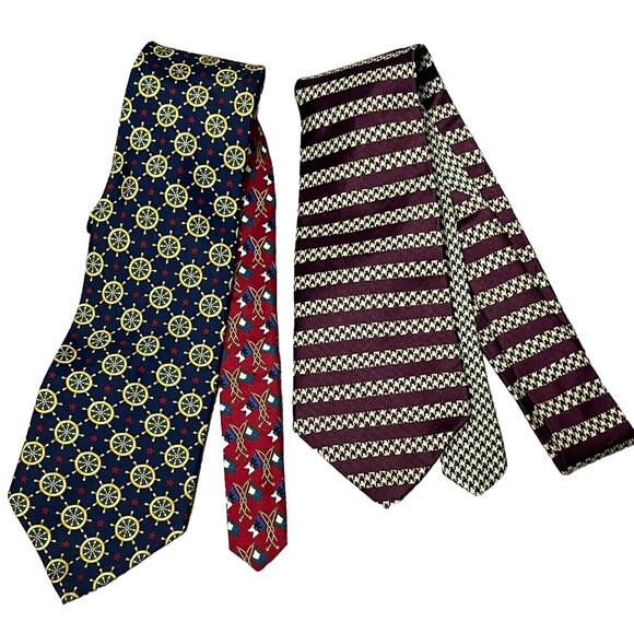 Lot 2 Tommy‎ Hilfiger Ties 100% Italian Silk Made USA Nautical Marine Flags Blue - Picture 1 of 3